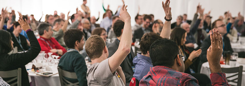 crowd participating at event